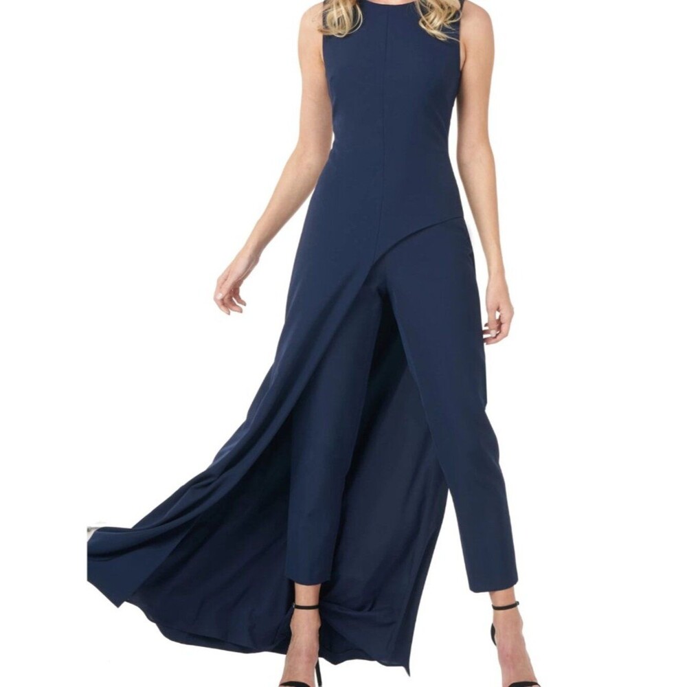 NWT Kay Unger Walk Thru Jumpsuit Size 4 Navy Blue Sleeveless Formal Cocktail